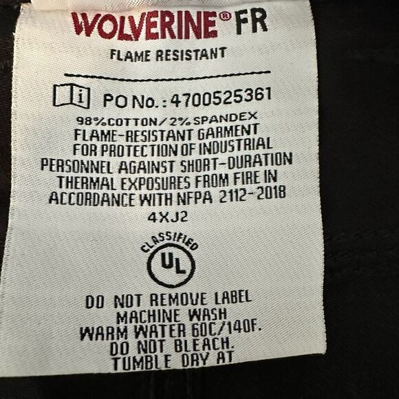 Wolverine FR Flame Resistant Stretch Denim Work Pants Mens 48x34 Black NWOT - Picture 8 of 9